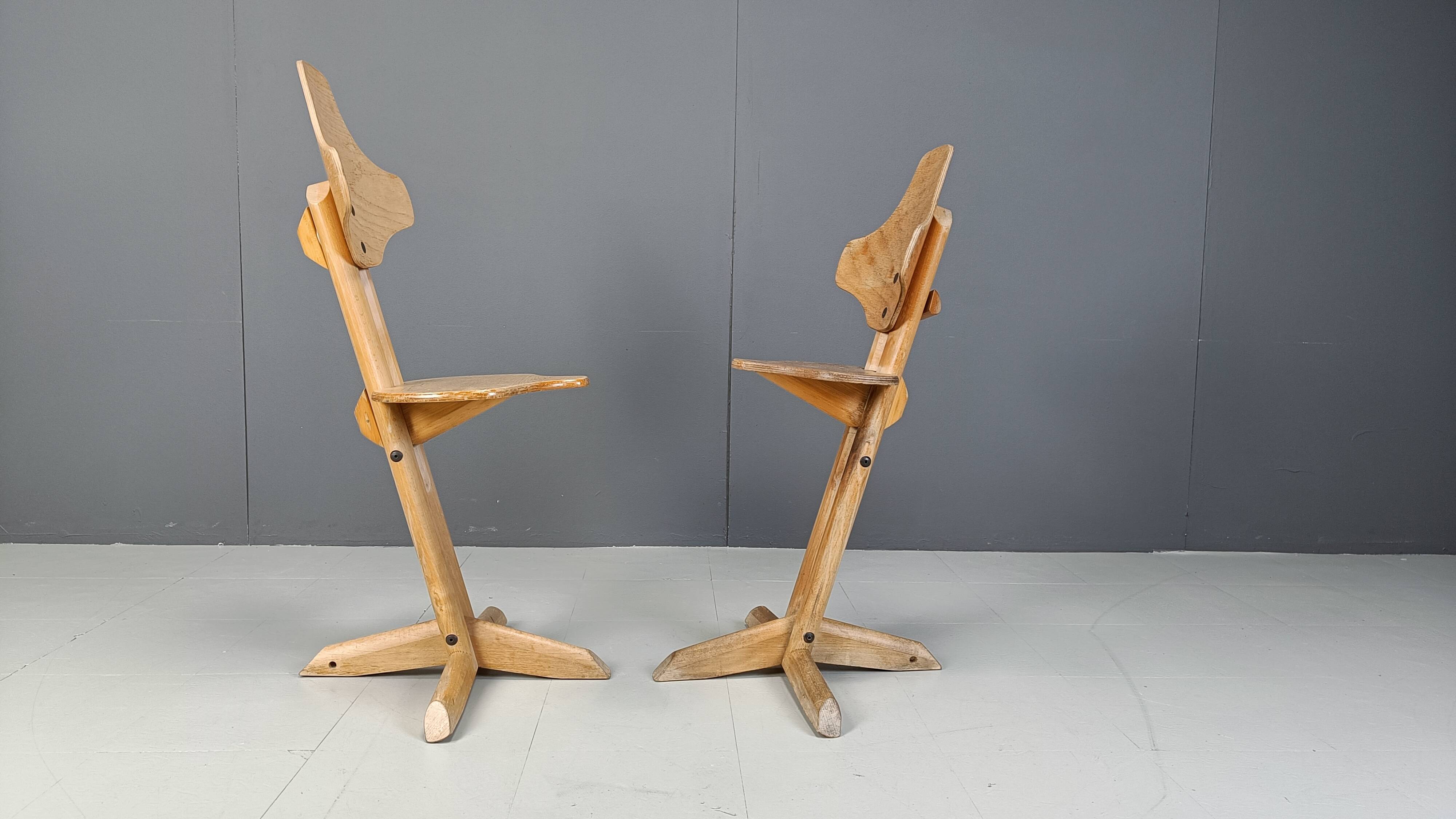 Pair of plywood ergonomical chairs by Rybo, 1970s