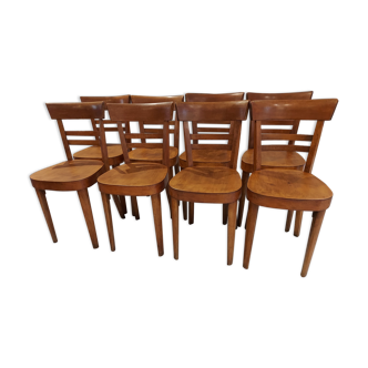 Suite de 8 chaises de bistrot art deco Fischel années 1950