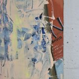 Abstract painting on canvas, dripping on figurative background, circa 1970.