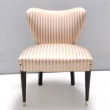 Paire de fauteuils cocktails vintage en satin beige, 1950
