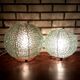 Pair of vintage glass globe table lamps