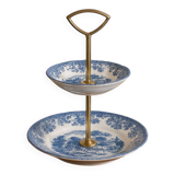 Johnson Bros. Two-Tier Serving Dish – “Coaching Scenes” – Blue English Earthenware