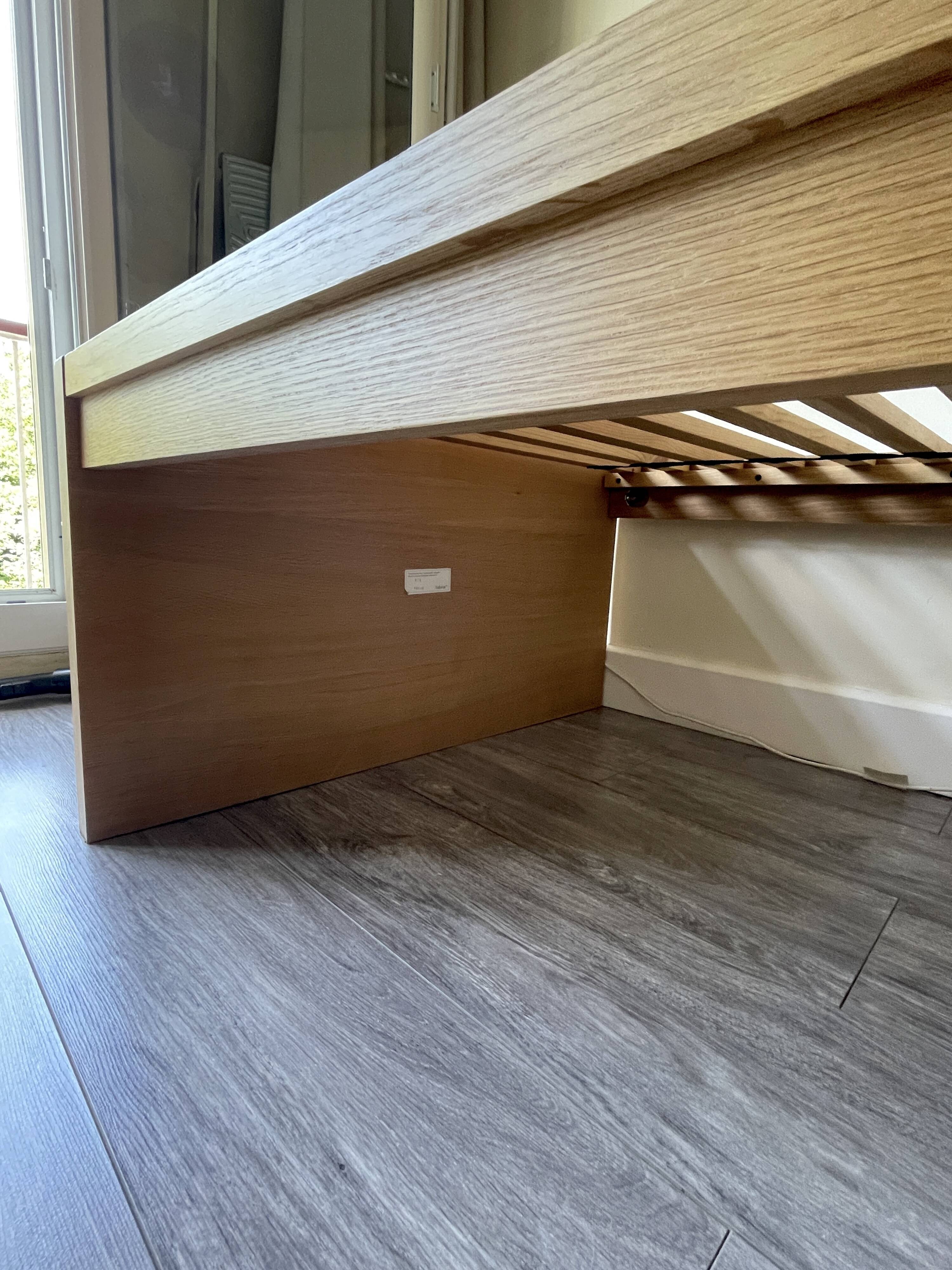 Lit simple 90x200 cm chêne massif, habitat (modèle adams) + matelas confort