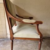 Louis XVI style armchair - In molded wood and light green velvet upholstery