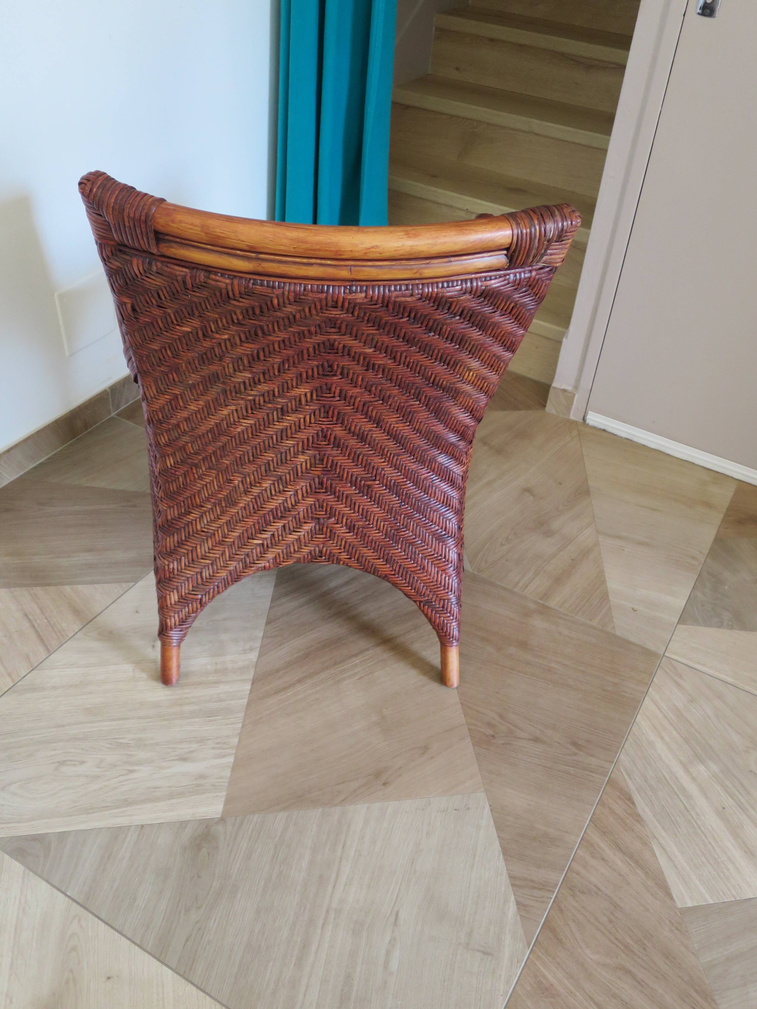 Woven rattan armchair, 1980s