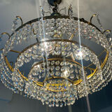 Brass chandelier with crystal pendants