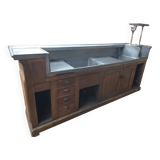 Oak tavern counter with pewter top and tubs