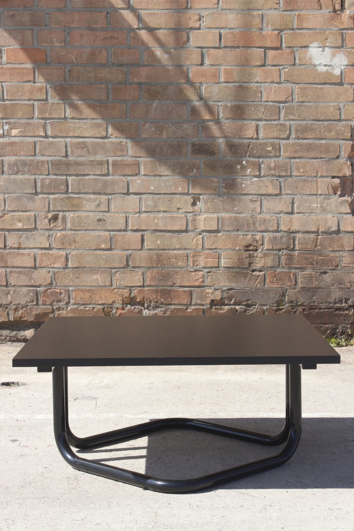 Vintage coffee table in steel and black melamine by Airborne, france, 1990s