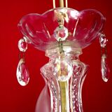 Vintage french metal crystal and glass 5 arm paris chic style chandelier 4228