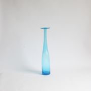 Vintage handblown blue bubble glass bottle vase