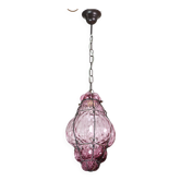 Lanterne vénitienne de couleur magenta, verre Seguso Murano, Italie