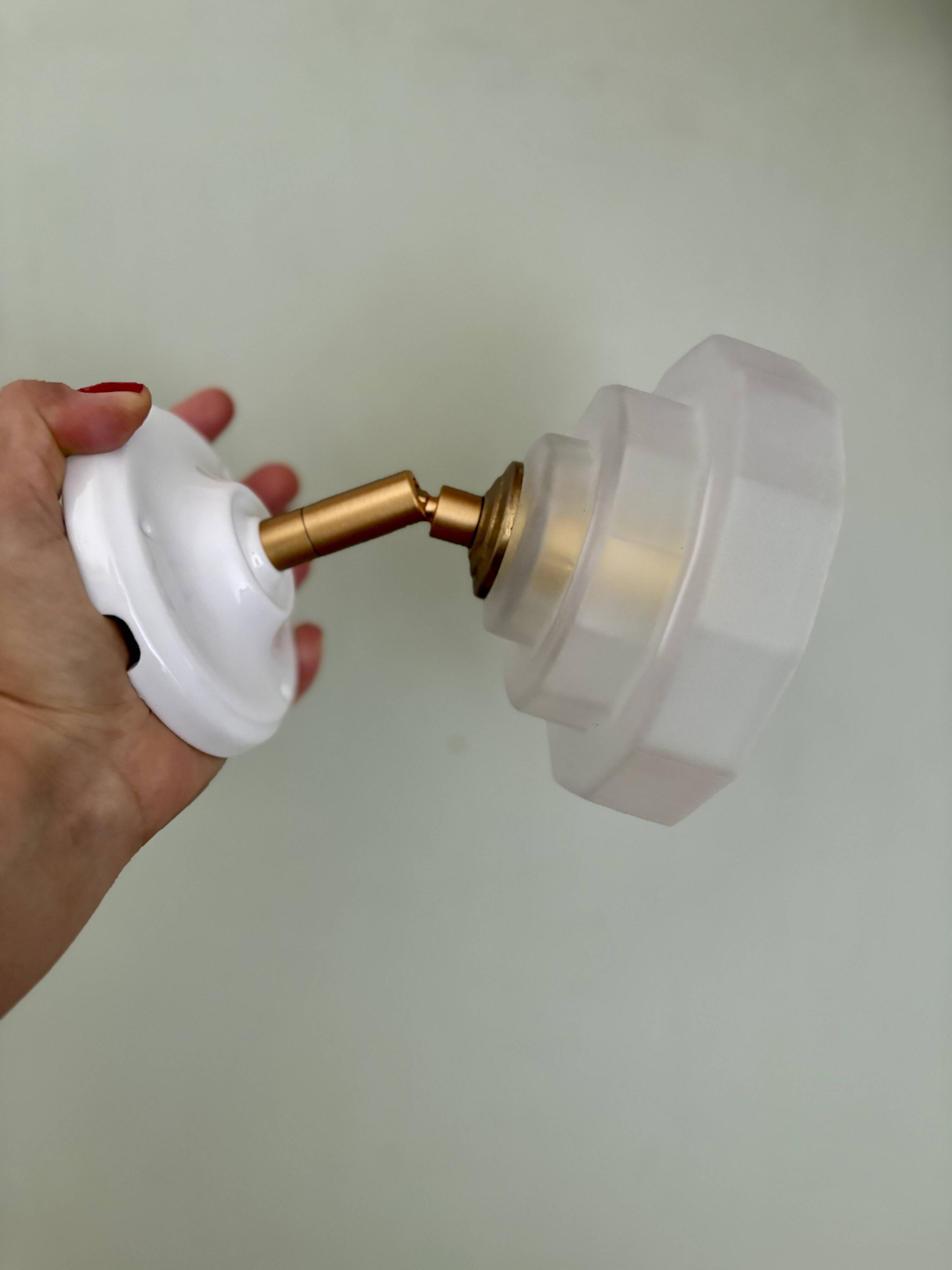 Vintage art deco frosted glass wall lamp with shade