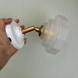 Vintage art deco frosted glass wall lamp with shade