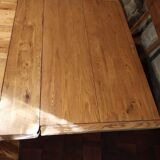 Set of solid oak abbey tables + 2 benches + 2 extension leaves