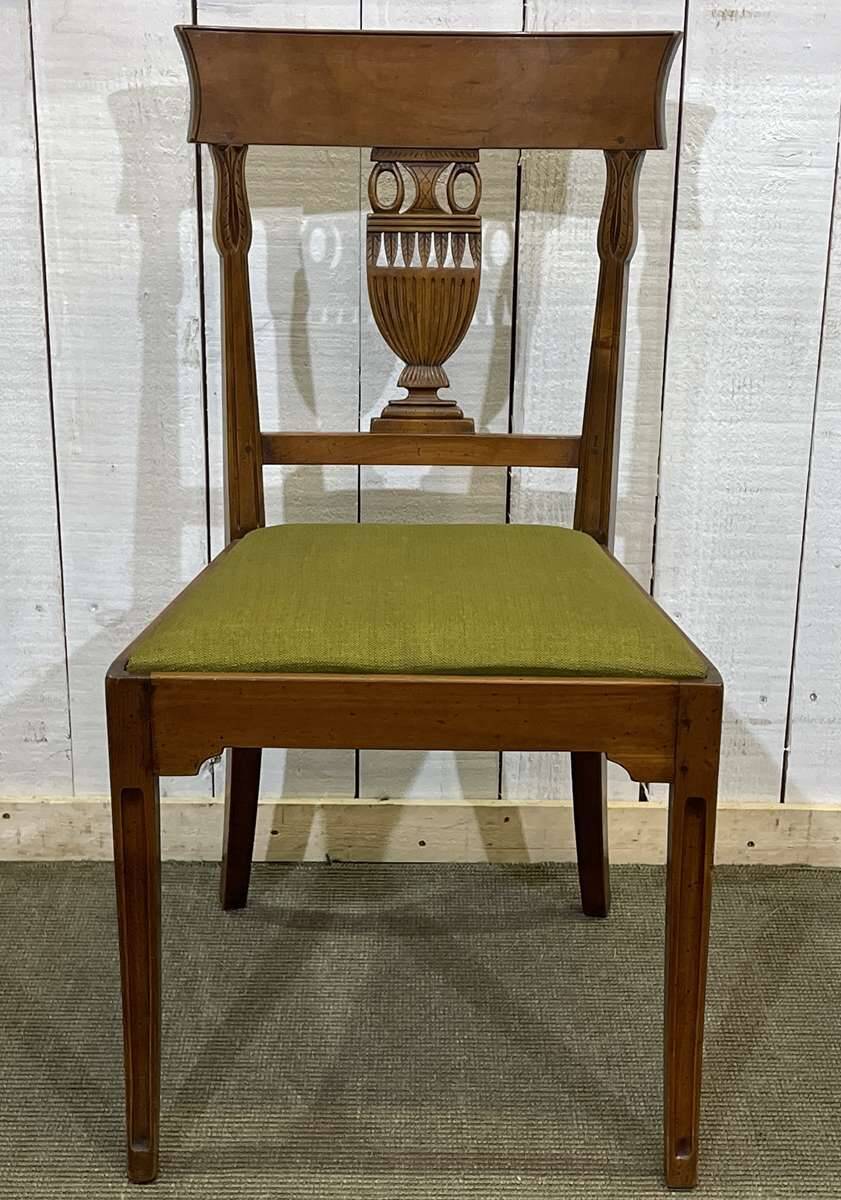Set of 6 Directoire style cherry wood chairs, 1960s.