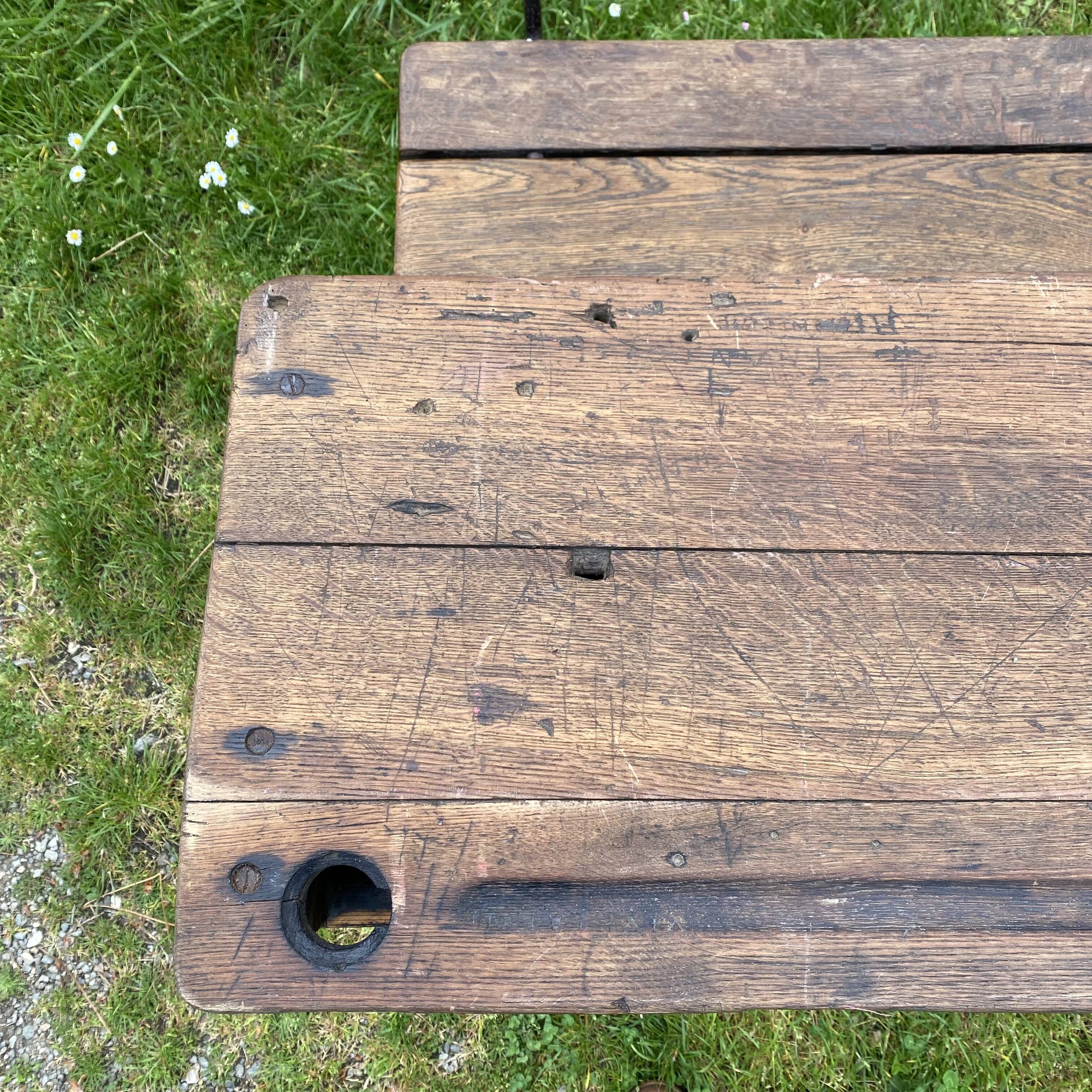 Old school desk in wood and cast iron