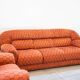 Vintage living room, club style, composed of a 3-seater sofa and 2 armchairs, 1970s