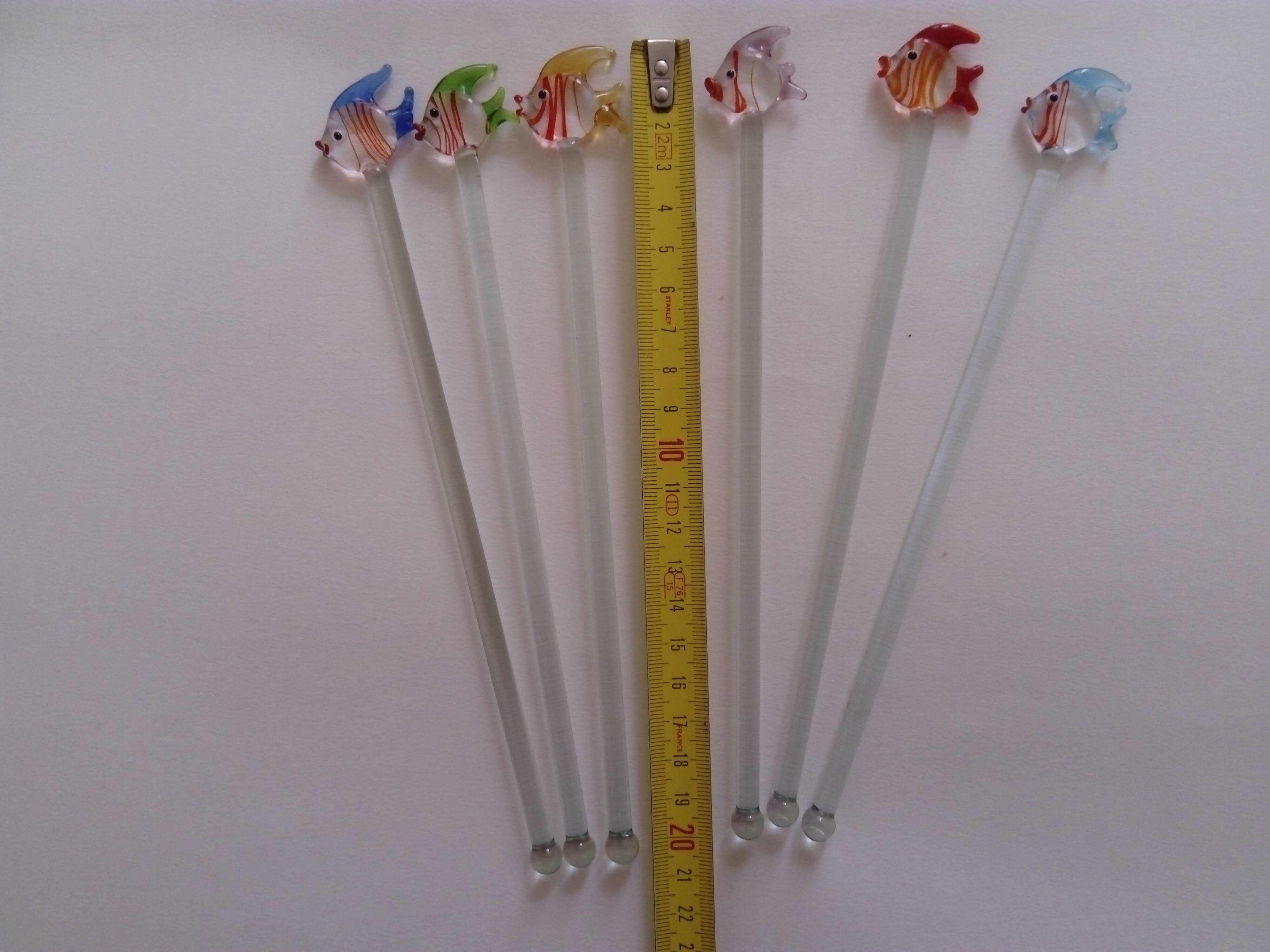 fish shaped glass cocktail stirrers