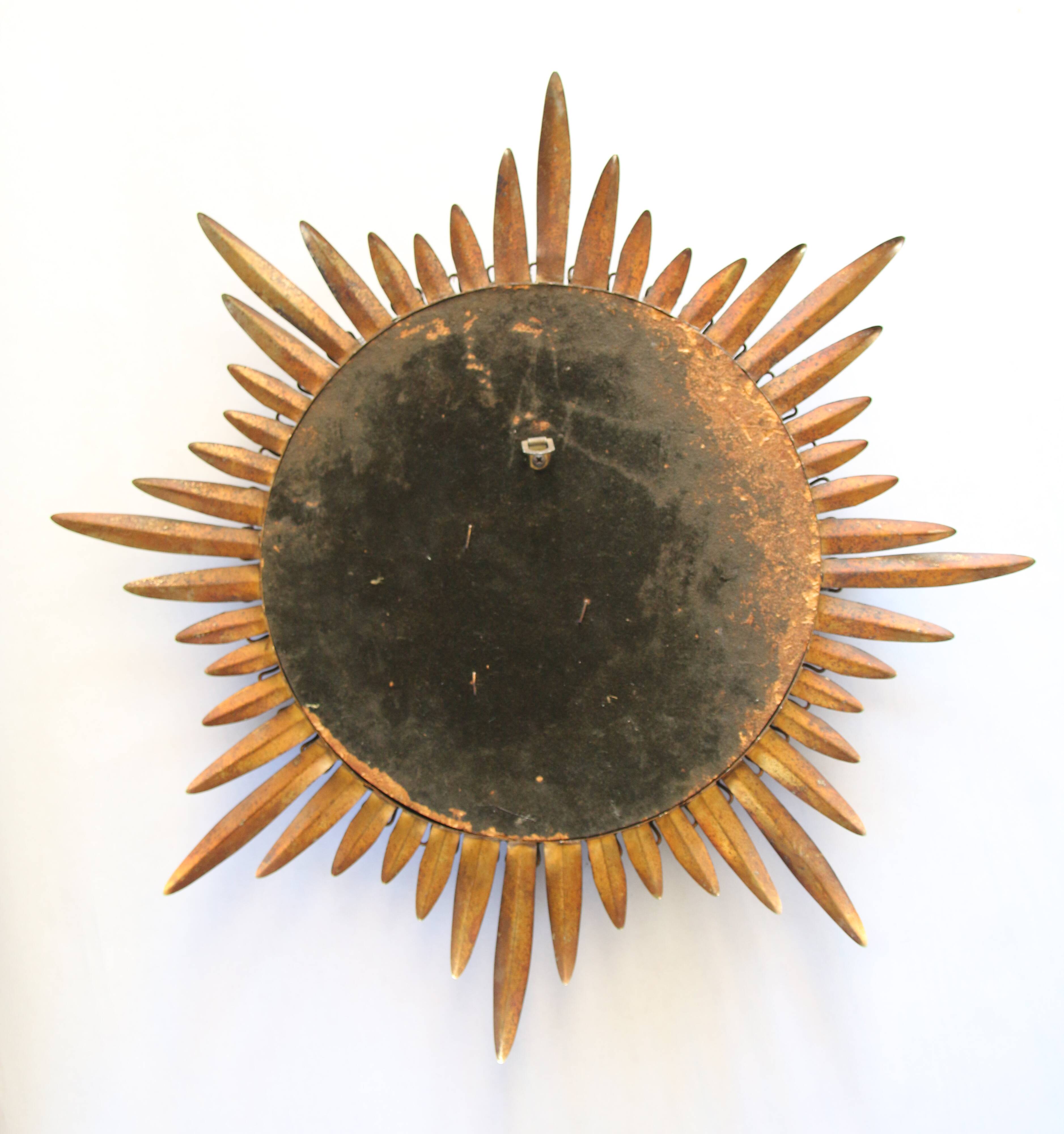 Miroir Sorcière mid Century cadre à palmes en métal