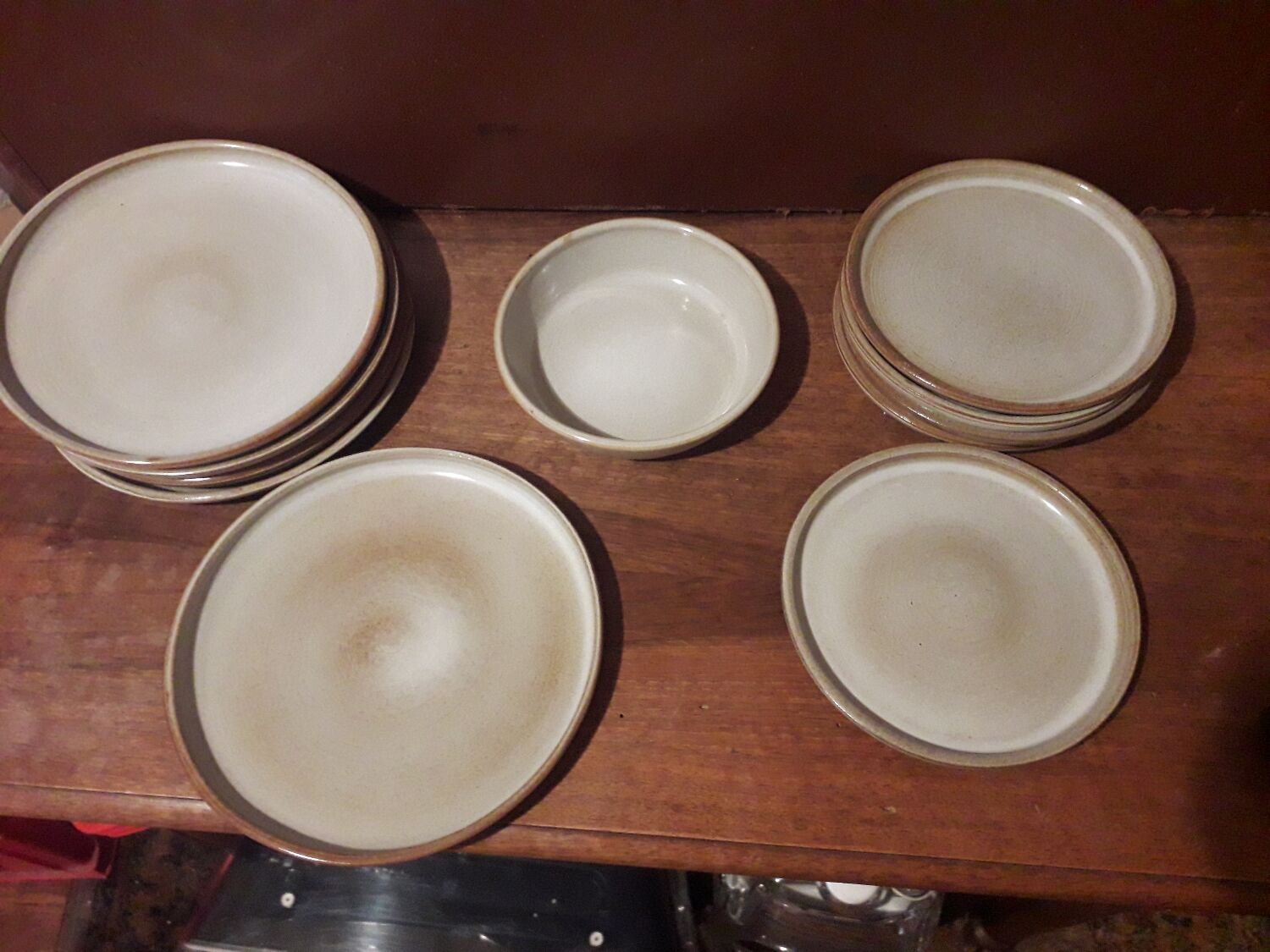 Beige vintage stoneware plates