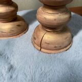 Set of 2 turned wooden candle holders