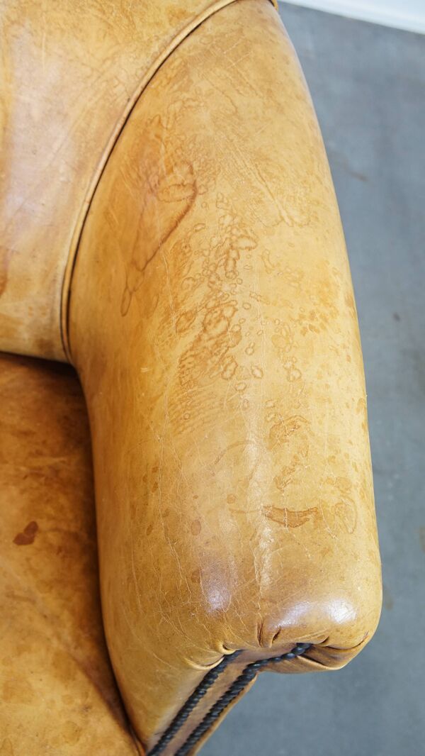 Fauteuil club de style anglais en cuir de vache