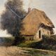 Tableau HST "Cottage by the roadside" calvary Brittany 19th century