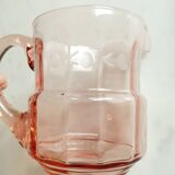 Pitcher and 2 glasses in pink glass