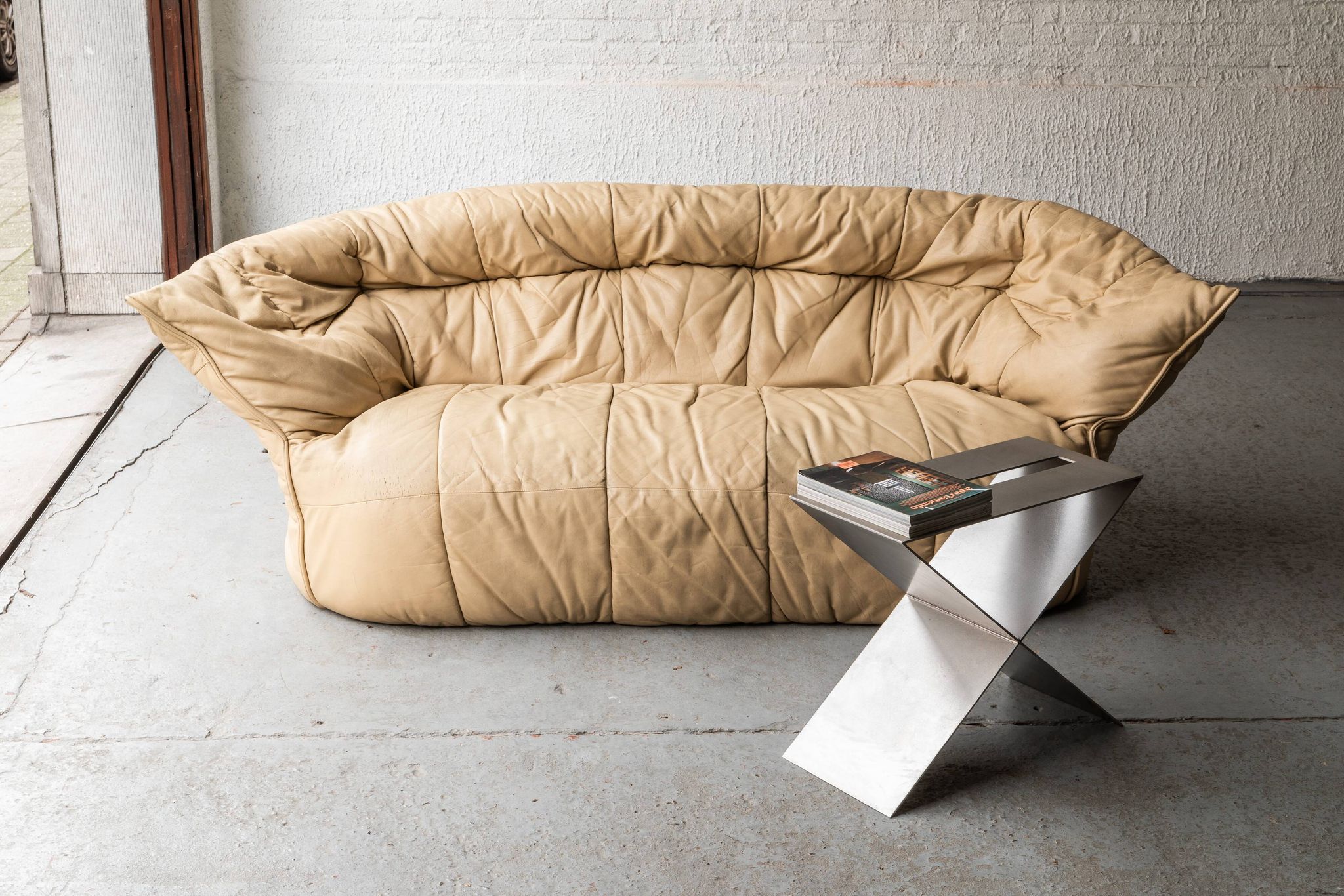 Contemporary stainless steel side table by Lena Coupez, Belgium, 2024
