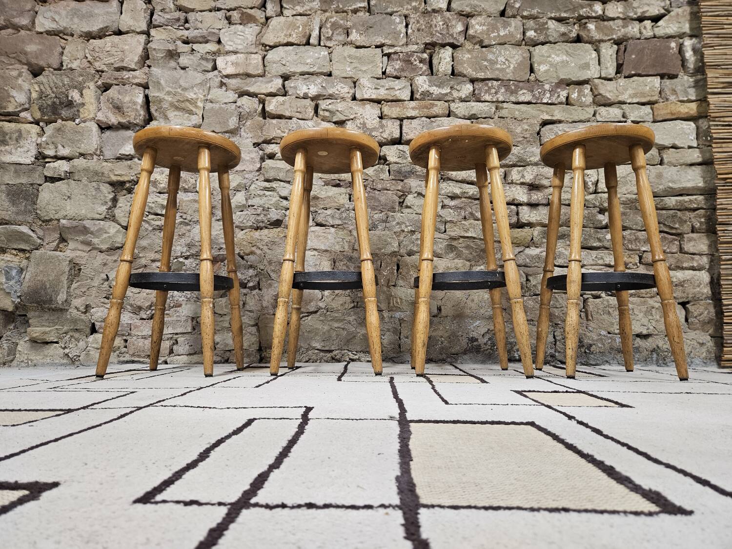 Lot de 4 tabourets de bar vintage 1970"