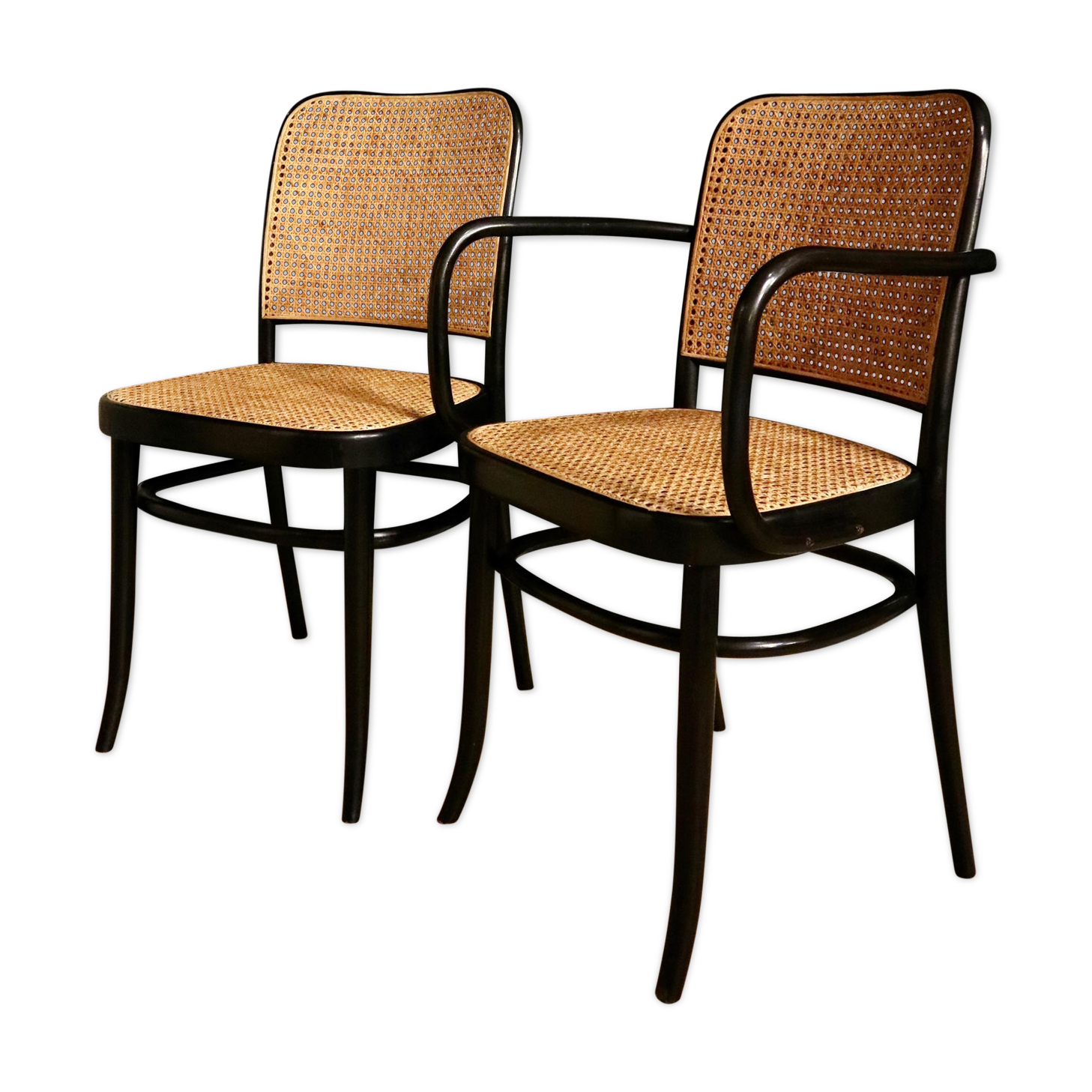 Lot an armchair and chair 811 Josef Hoffmann Thonet Prague