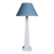 Obelisk lamp with stone effect & deep blue-grey shade, circa 1980.