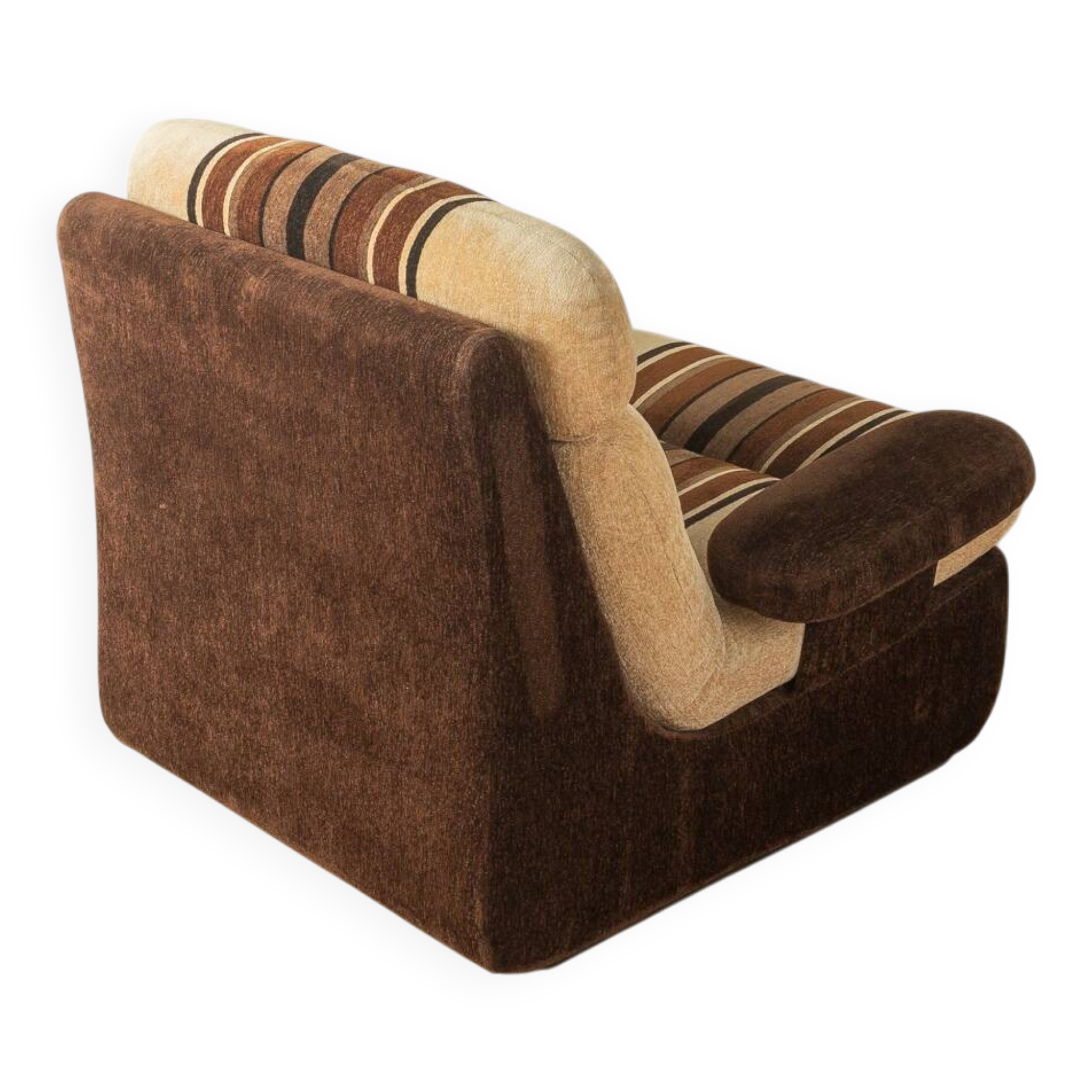 1970s Space Age armchair, velvet fabric, brown/beige.