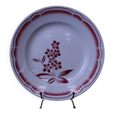 Round plate with red flowers Badonviller