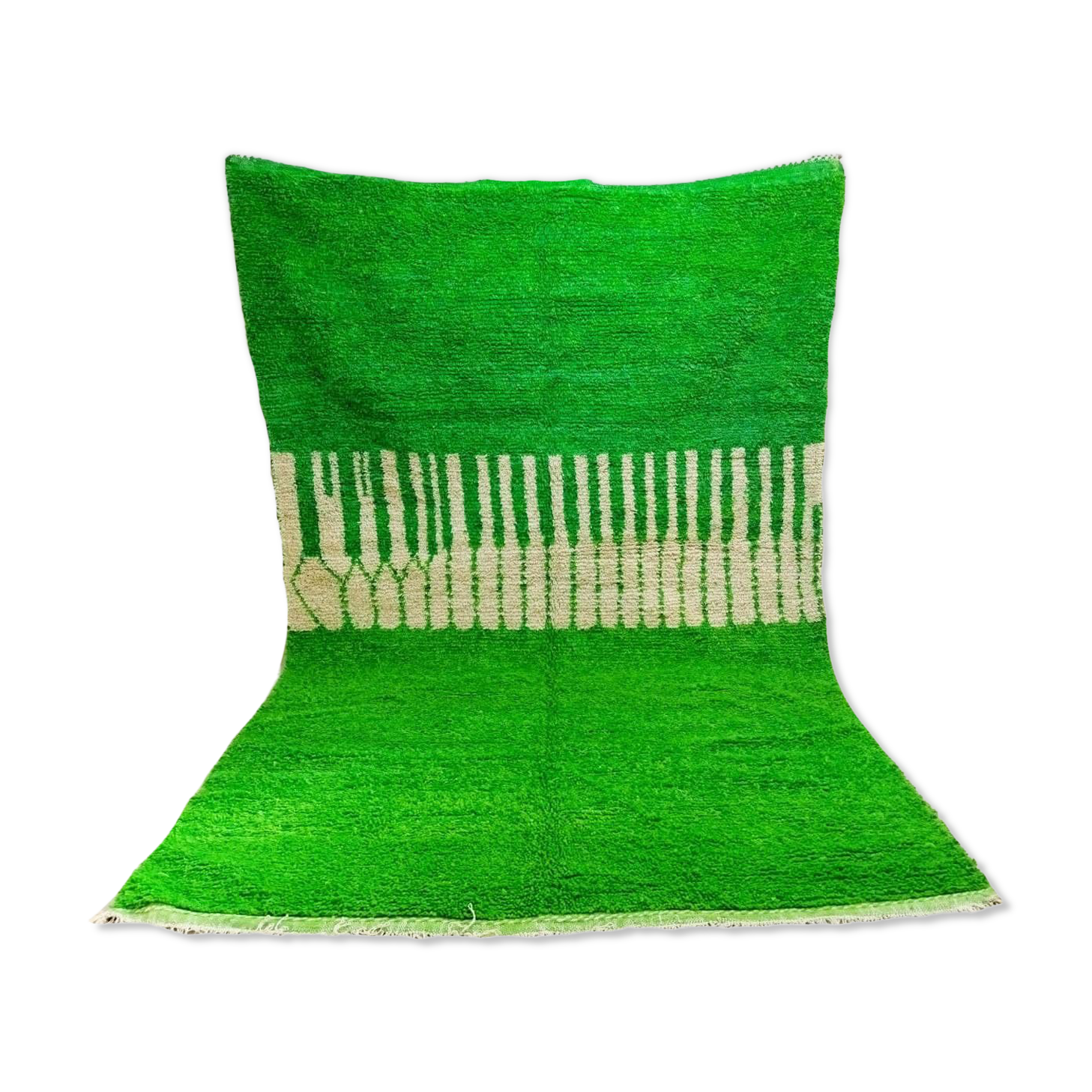 Pure wool carpet Berber style green 282 X 187 CM