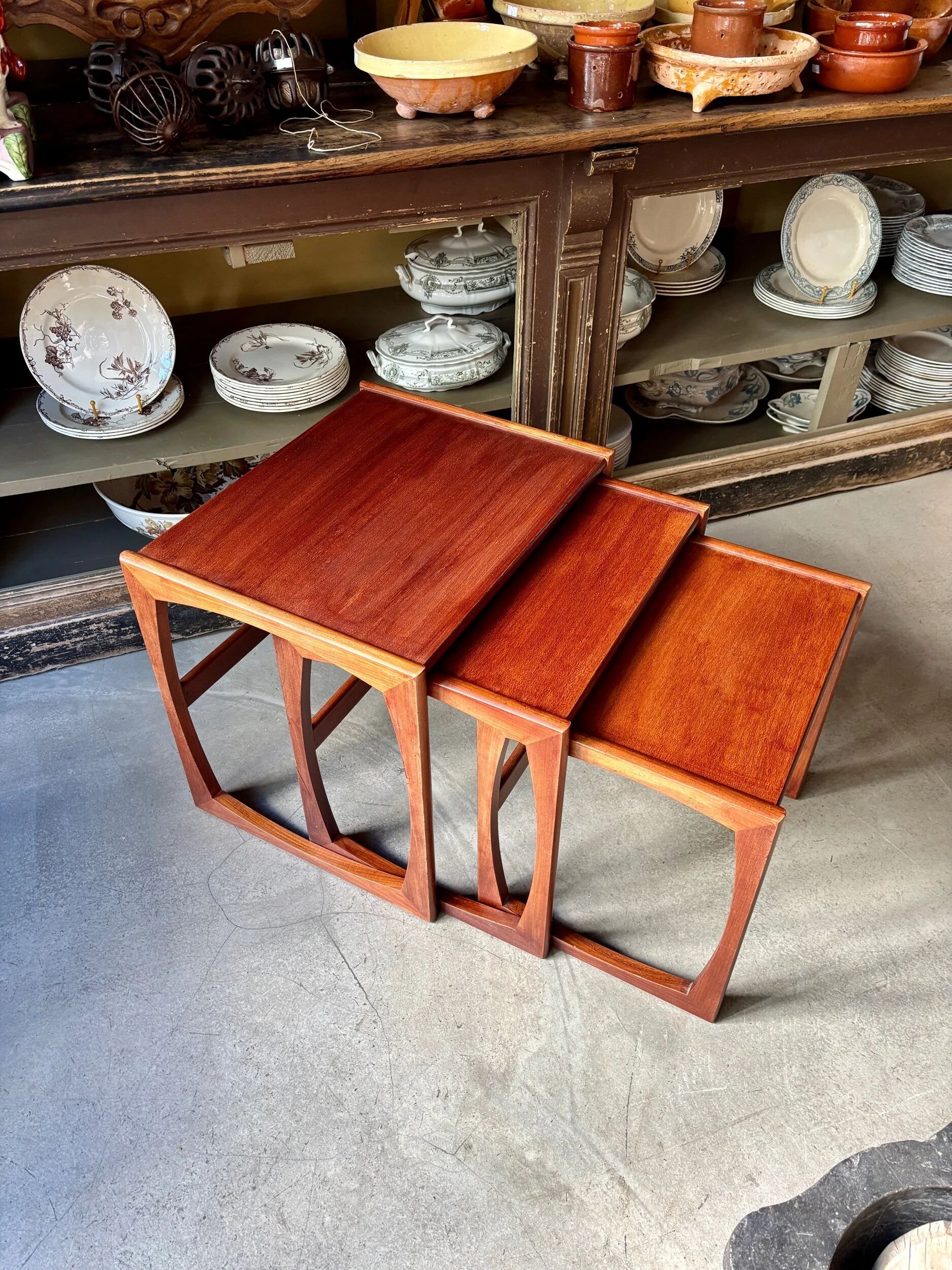 3 nesting coffee tables GPLAN model Quadrille in teak
