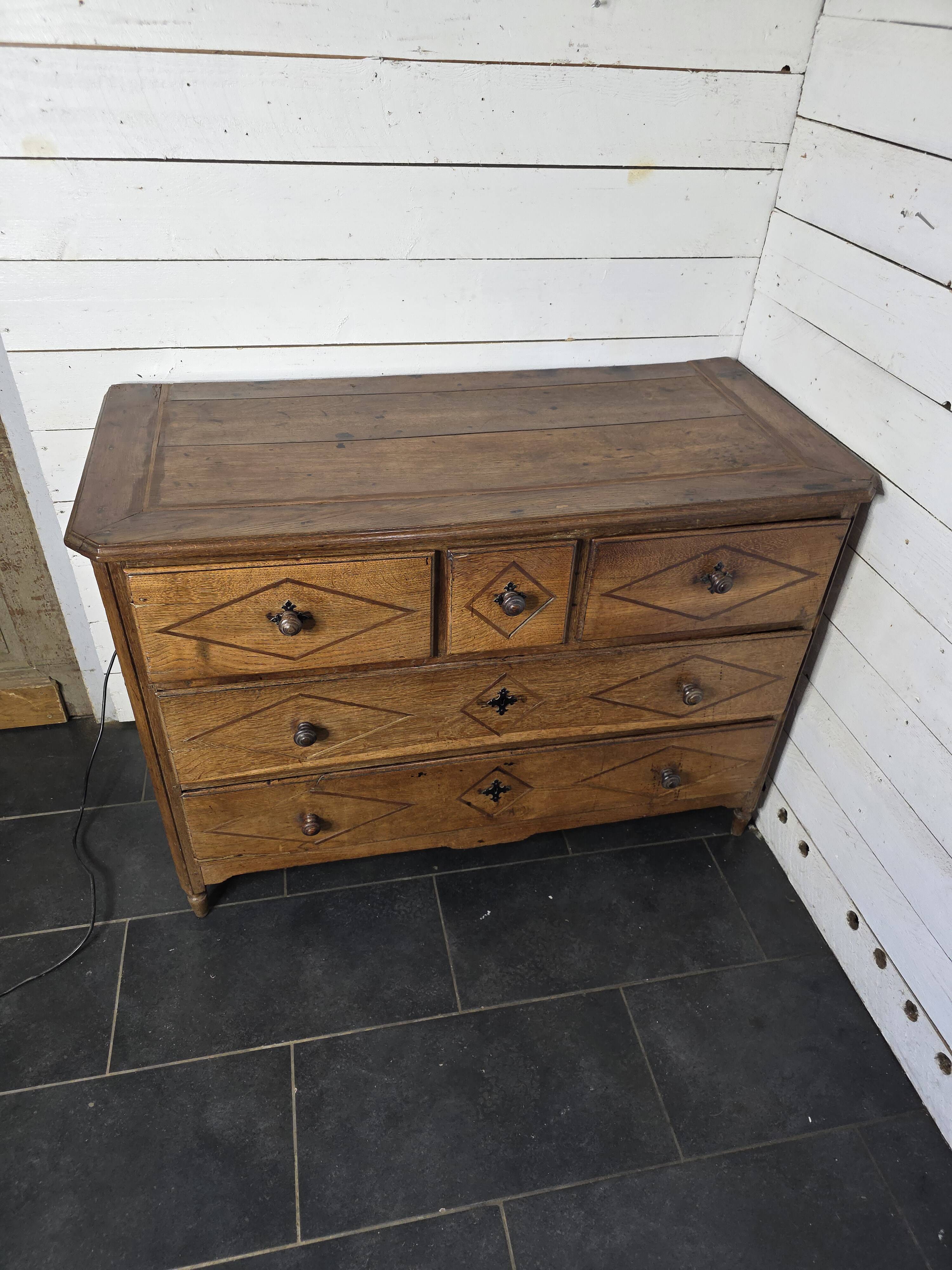 19th century solid oak chest of drawers