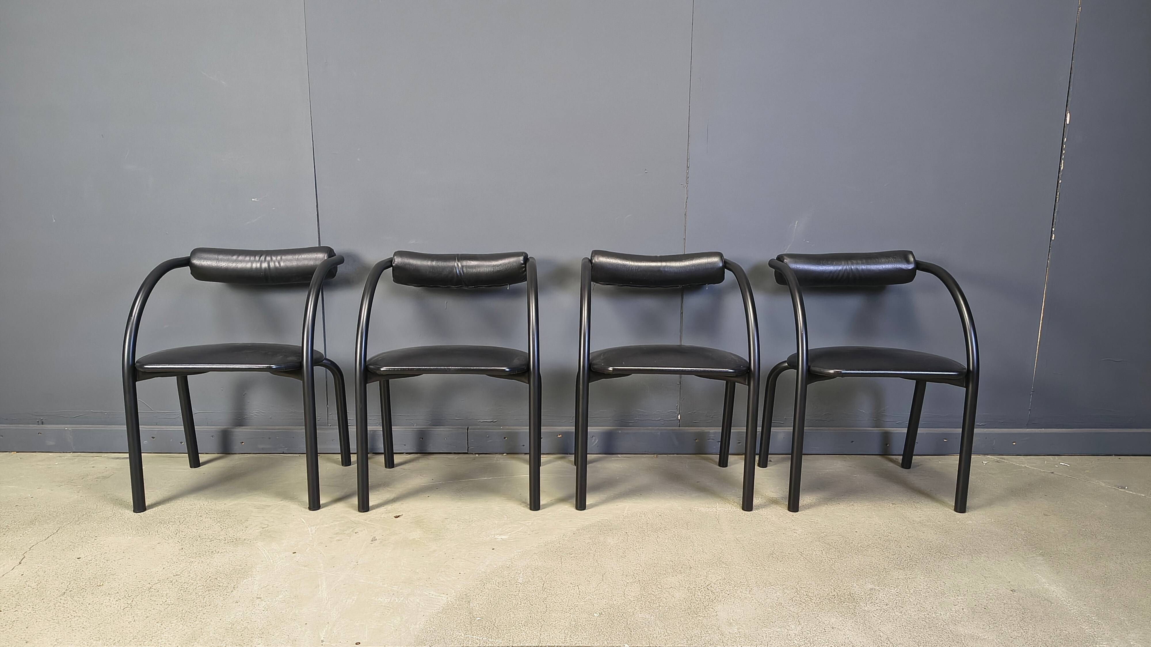 Postmodern dining chairs, 1980s, set of 4