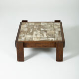 Ceramic and solid wood coffee table, 1960s
