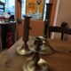 Set of three solid brass candle holders