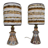 Paire de Lampes de chevet Jean-claude Courjault céramique années 70