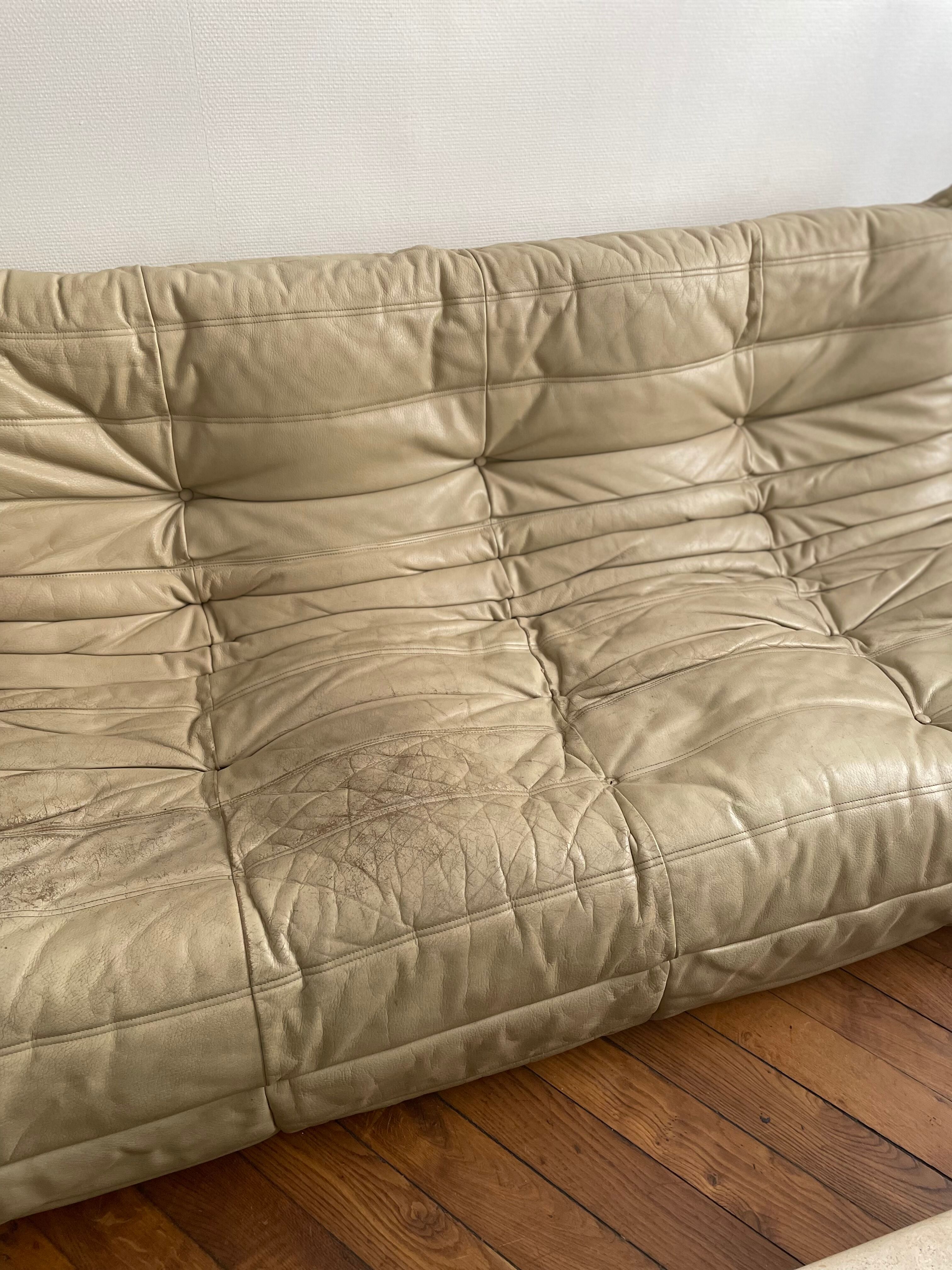 Sofa bench 3 places Togo by Michel Ducaroy edition Ligne Roset vintage