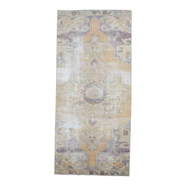 Vintage Turkish Oushak Handmade Wool Runner Rug 114x250