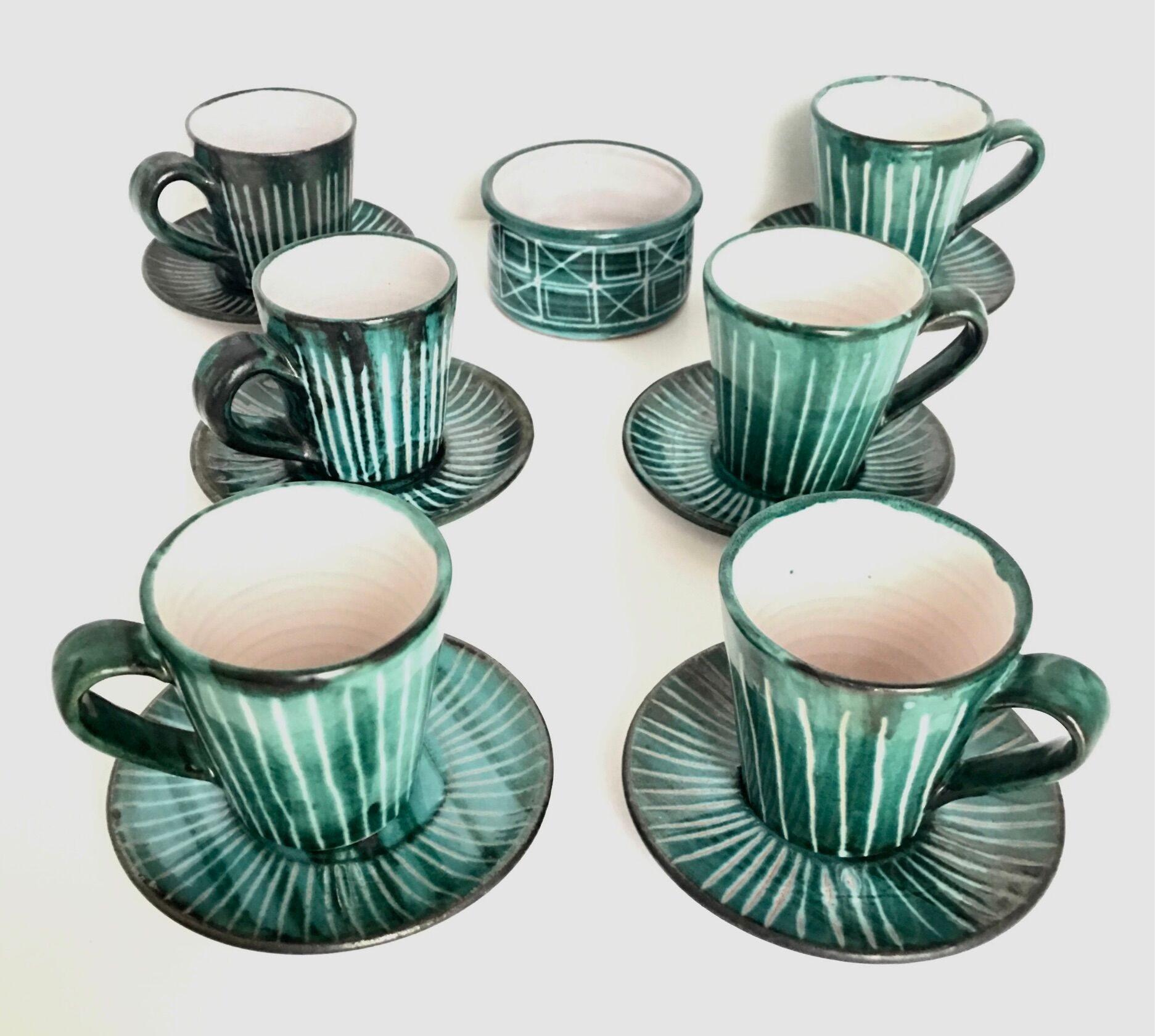 Robert Picault coffee cups/saucers/sugar bowls vallauris 1950/60