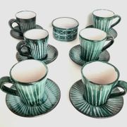 Tasses à café avec soucoupes et sucrier Robert Picault Vallauris 1950/60