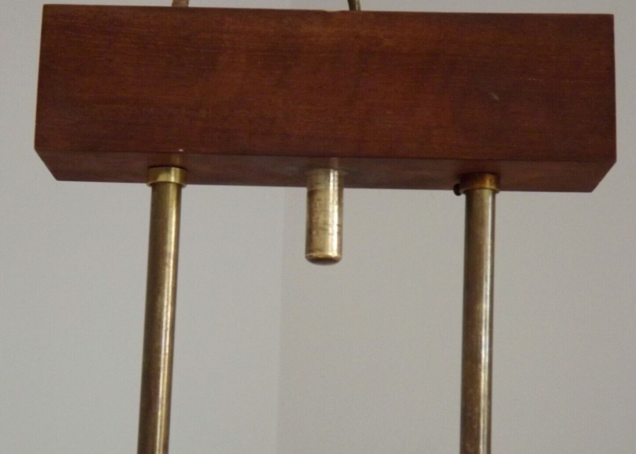 Super Retro 1960s Scandinavian Style 6 Light Teak Bass & Perspex Chandelier