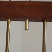 Super Retro 1960s Scandinavian Style 6 Light Teak Bass & Perspex Chandelier