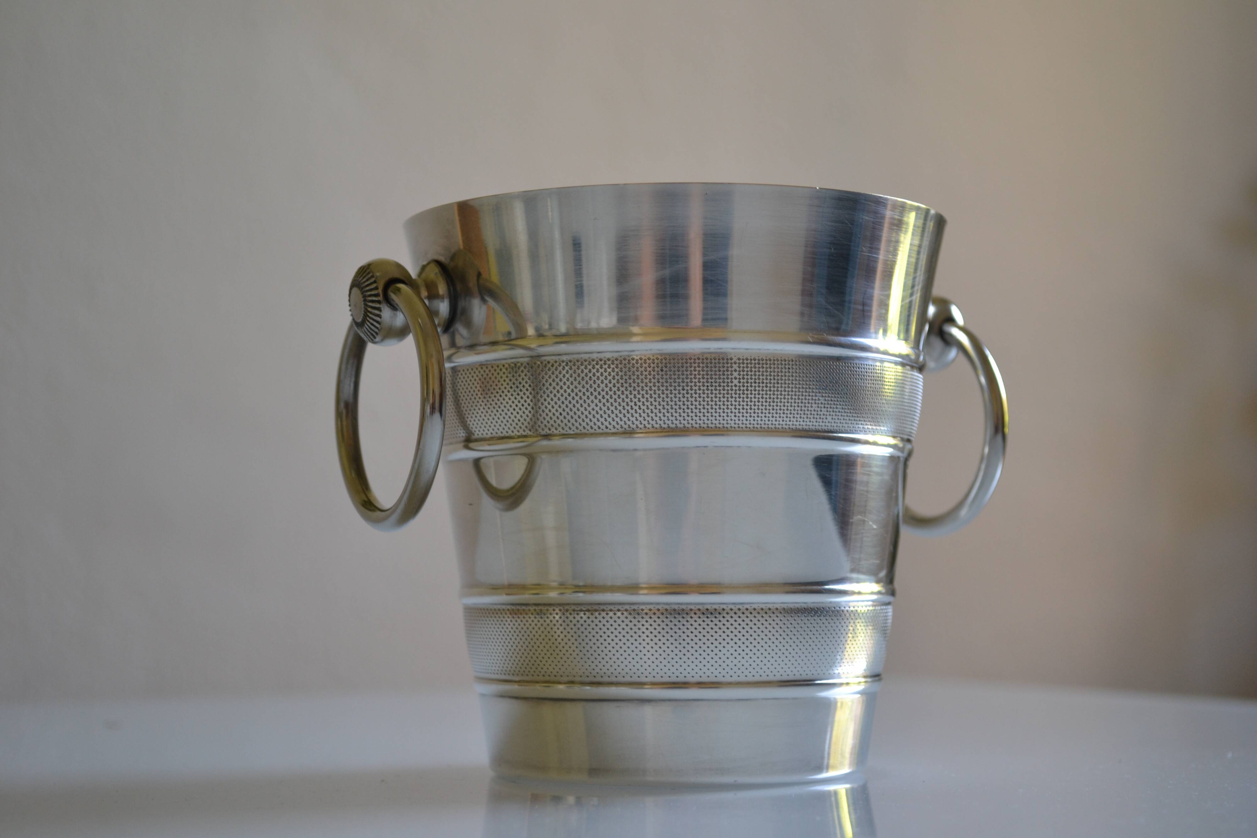 Vintage silver metal ice bucket