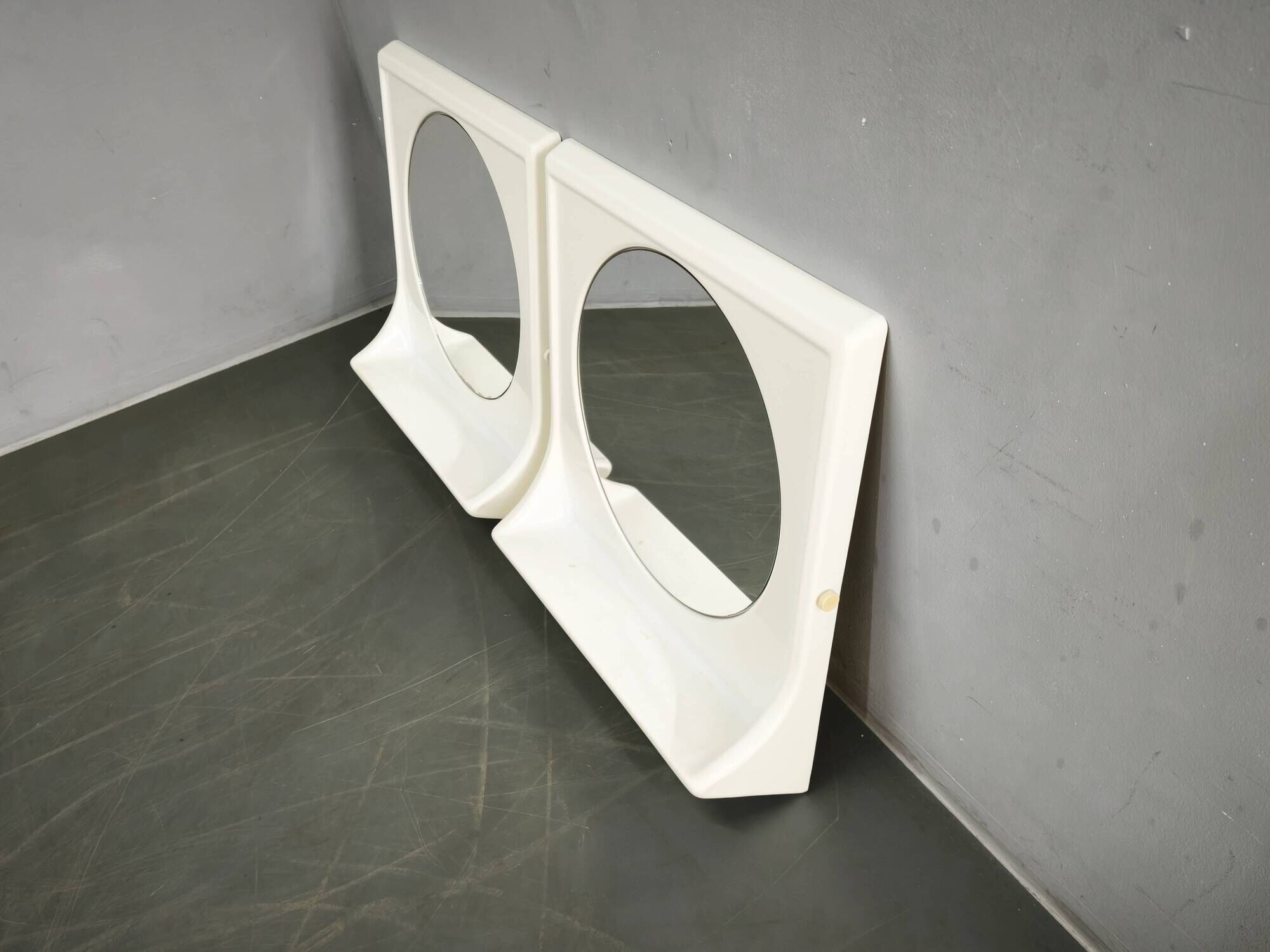 Pair of Italian Space Age Terry Plastic Mirrors, 1970s