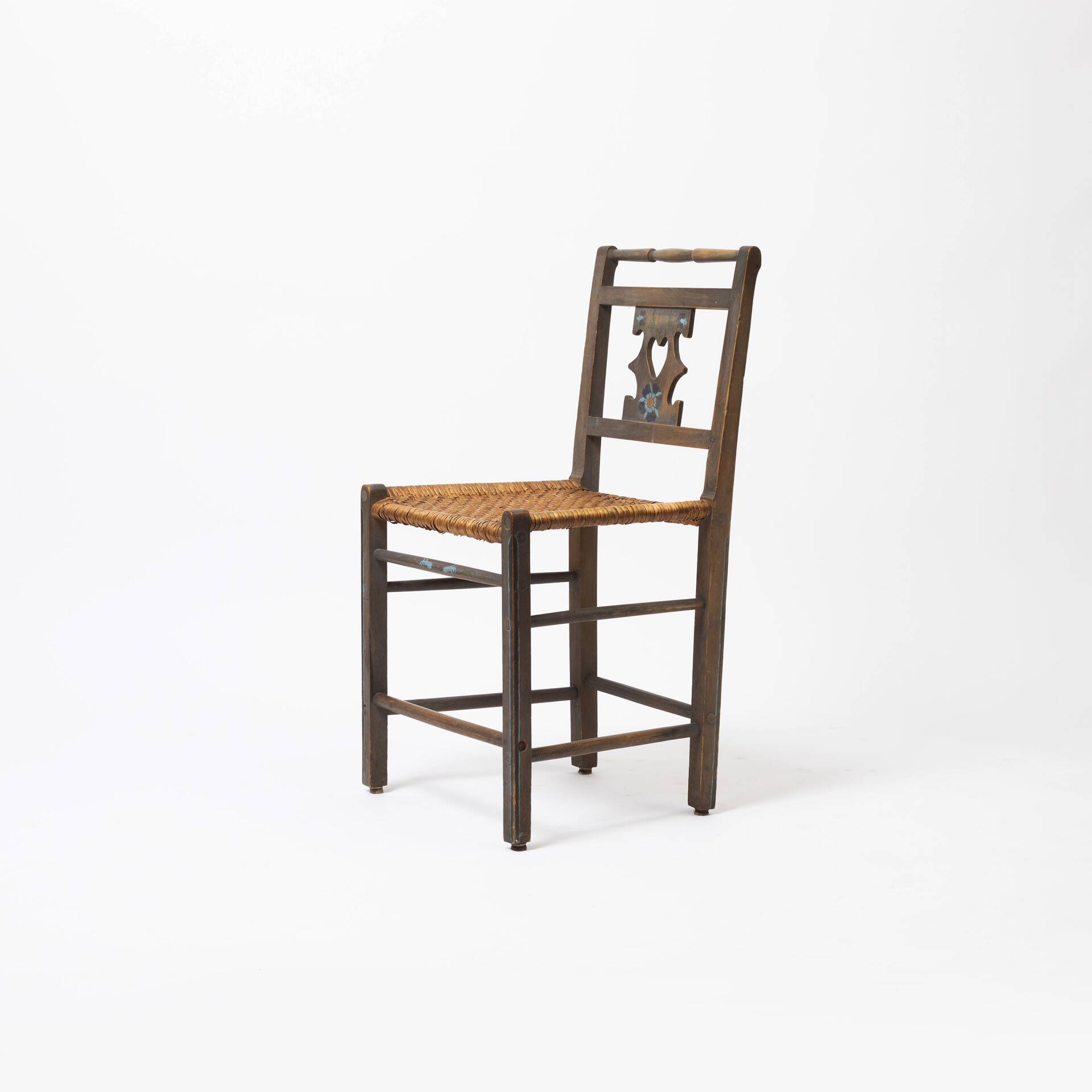 Chaise folk en osier produite par SP Pniewo, Pologne, années 1960